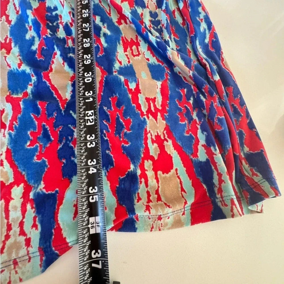 Jones New York Signature || Abstract Crossover Wrap Midi Dress Cap Sleeve Size L - Picture 5 of 9